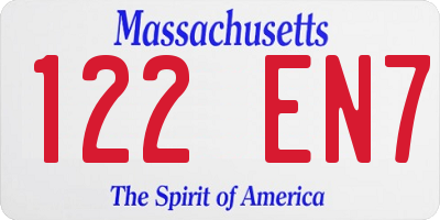 MA license plate 122EN7