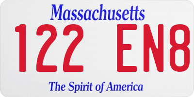 MA license plate 122EN8