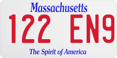 MA license plate 122EN9