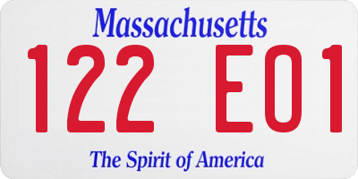 MA license plate 122EO1