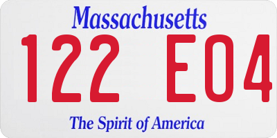 MA license plate 122EO4
