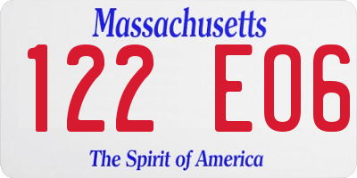 MA license plate 122EO6