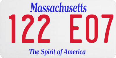 MA license plate 122EO7
