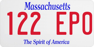 MA license plate 122EP0