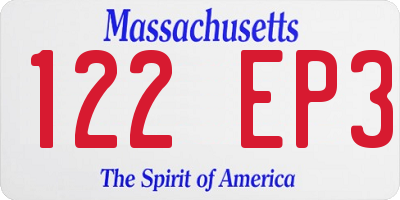MA license plate 122EP3