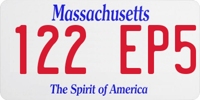 MA license plate 122EP5