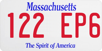 MA license plate 122EP6