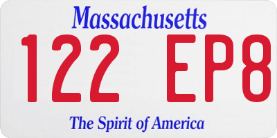 MA license plate 122EP8