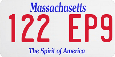 MA license plate 122EP9