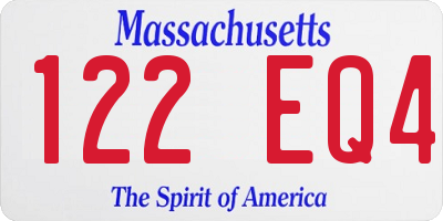 MA license plate 122EQ4