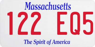 MA license plate 122EQ5