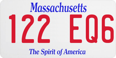 MA license plate 122EQ6