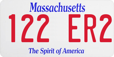 MA license plate 122ER2