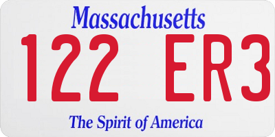MA license plate 122ER3