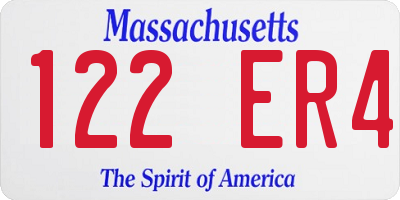 MA license plate 122ER4