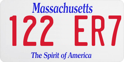 MA license plate 122ER7