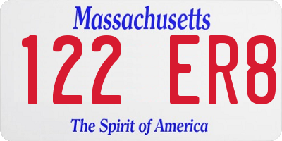 MA license plate 122ER8