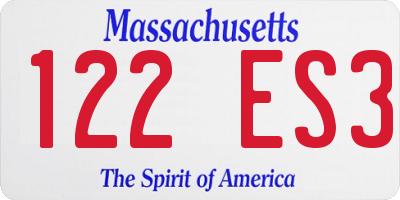 MA license plate 122ES3