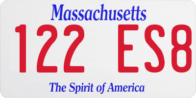 MA license plate 122ES8