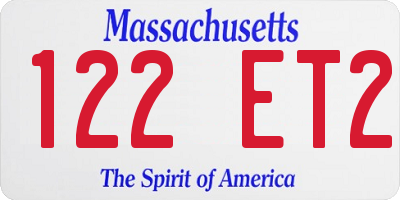 MA license plate 122ET2