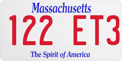 MA license plate 122ET3