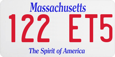 MA license plate 122ET5