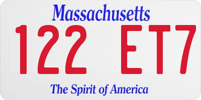 MA license plate 122ET7