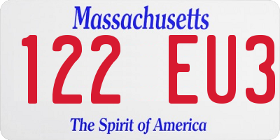 MA license plate 122EU3