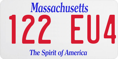 MA license plate 122EU4