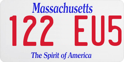 MA license plate 122EU5