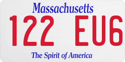 MA license plate 122EU6