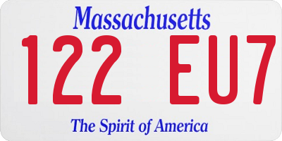 MA license plate 122EU7