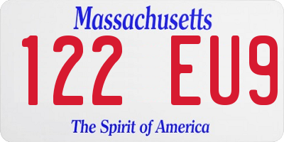 MA license plate 122EU9
