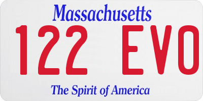 MA license plate 122EV0