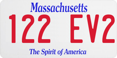 MA license plate 122EV2