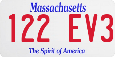 MA license plate 122EV3