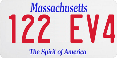 MA license plate 122EV4