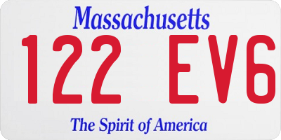 MA license plate 122EV6