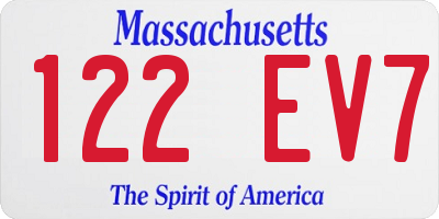 MA license plate 122EV7
