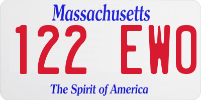 MA license plate 122EW0