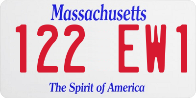 MA license plate 122EW1