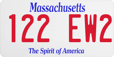 MA license plate 122EW2