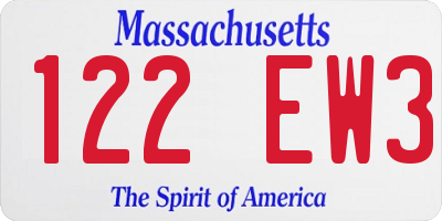 MA license plate 122EW3