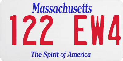 MA license plate 122EW4