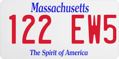 MA license plate 122EW5