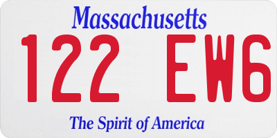 MA license plate 122EW6