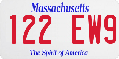 MA license plate 122EW9