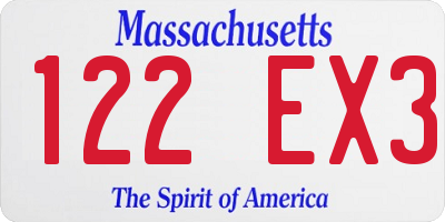 MA license plate 122EX3