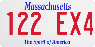 MA license plate 122EX4