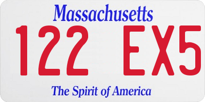 MA license plate 122EX5